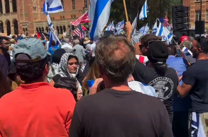Pro-Palestinian and pro-Israel protesters have clashed at the University of California, Los Angeles (UCLA)