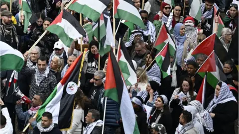 Thousands of people have demonstrated against Israel's participation in Eurovision in the streets